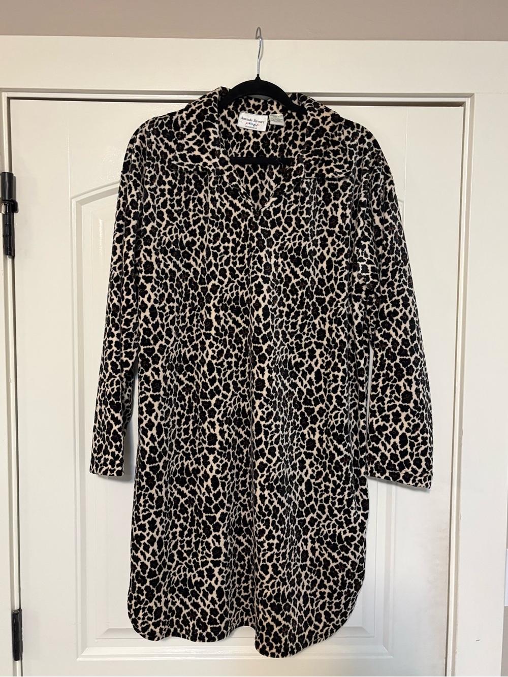 Vintage Leopard Print Velour House Dress in Large